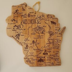 Wisconsin Shaped Wooden Cutting Board